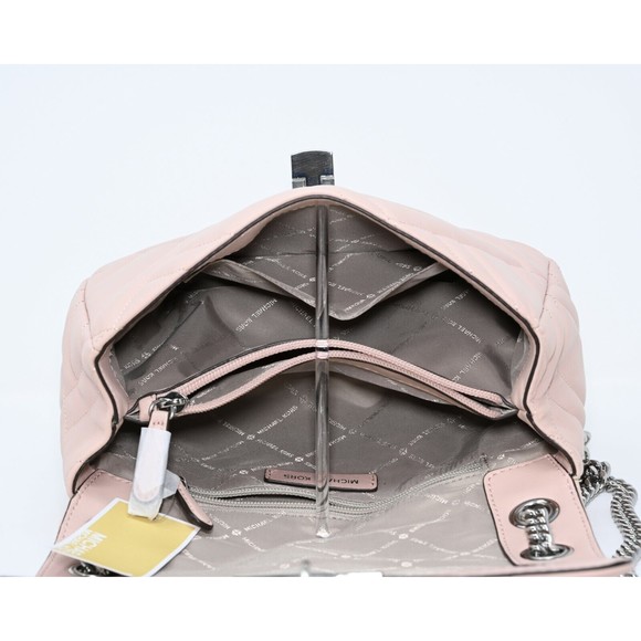 MICHAEL KORS VIVIANNE Medium Shoulder Flap Satchel Pastel Pink Leather NWT $398 - Picture 6 of 7